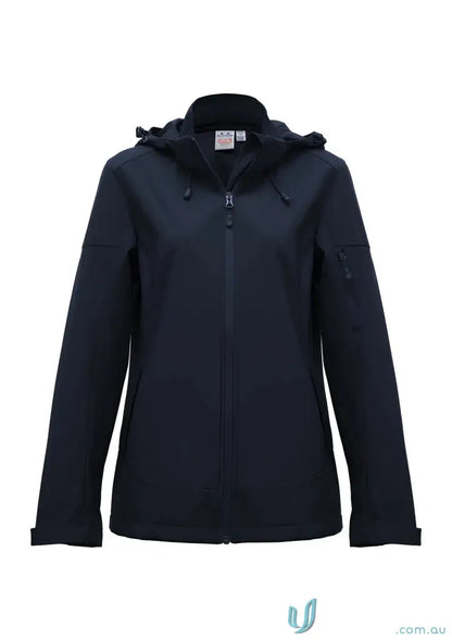 Navy blue women’s Atlas jacket with breathable fabric and waterproof membrane