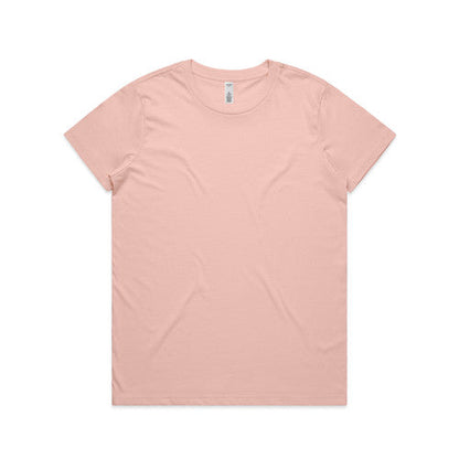 Pale pink womens basic lightweight tee with short sleeves and round neck