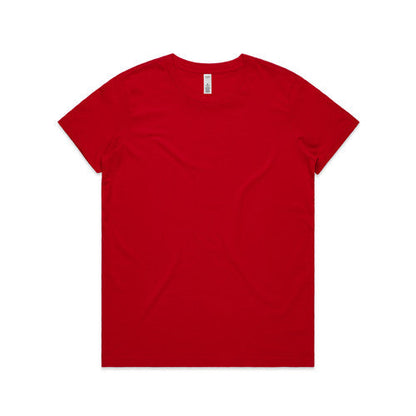 Red short-sleeve crew neck basic lightweight tee for women