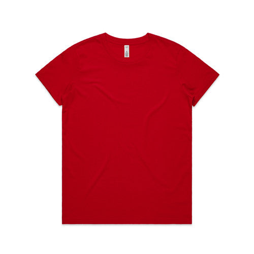 Red short-sleeve crew neck basic lightweight tee for women