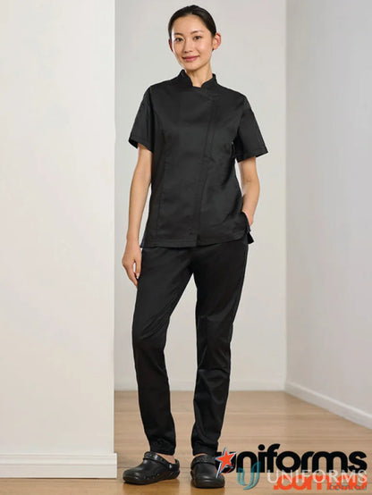 Black uniform set with cajun chef jogger and reinforced knee patches from Biz Collection Womens