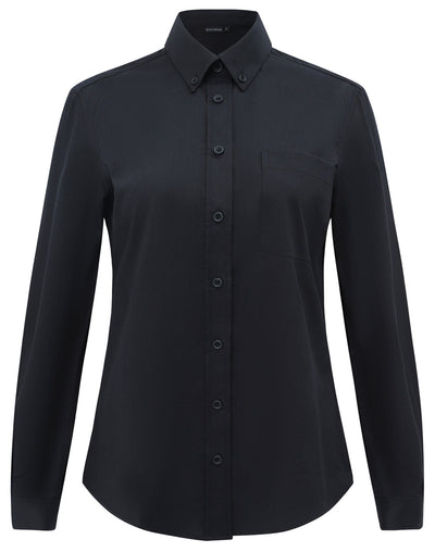 Women’s m8009l cotton blend black button-down shirt, professional appearance