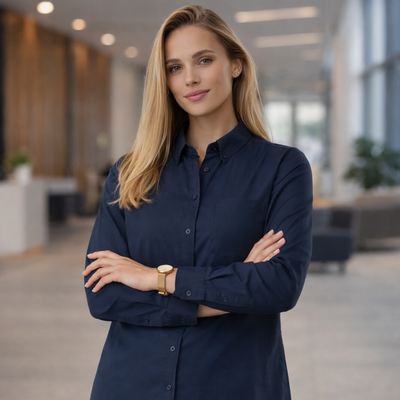 Navy blue m8009l cotton blend shirt for professional appearance