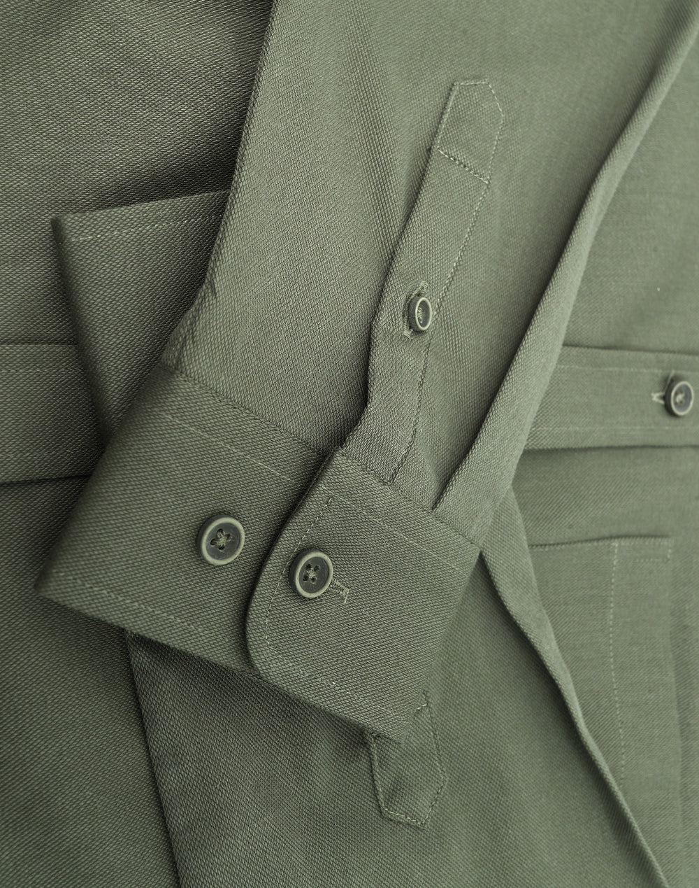 Olive green m8009l cotton blend shirt with pro cuffs and buttons