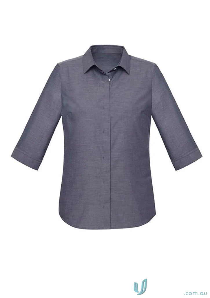 Women’s Charlie 3Qtr shirt with hidden bust button detail, perfect for hospitality roles seeking style