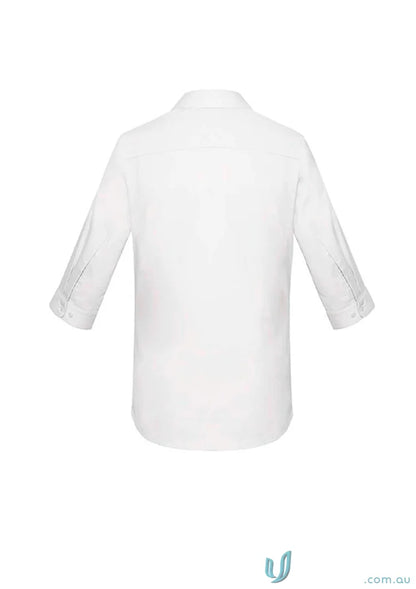 Women’s Charlie 3Qtr shirt with hidden bust button, perfect for hospitality roles seeking comfort