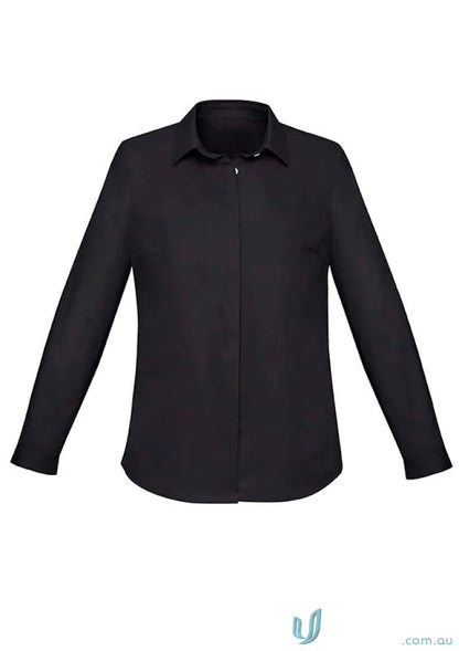 Black long-sleeved collared shirt from Womens Charlie LS Shirt collection