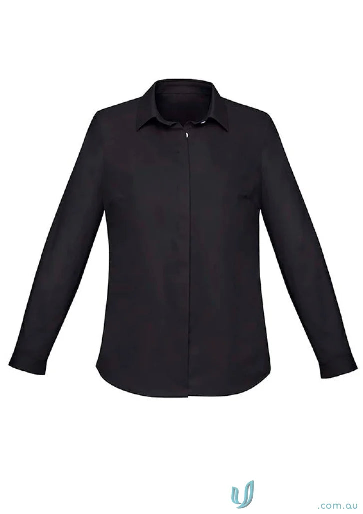 Black long-sleeved collared shirt from Womens Charlie LS Shirt collection