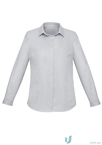 Gray long-sleeved collared Charlie LS Shirt perfect for women’s Charlie long style