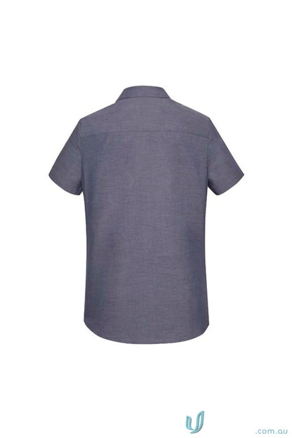 Gray short-sleeved Women’s Charlie SS Shirt showing comfortable fit and hidden bust design