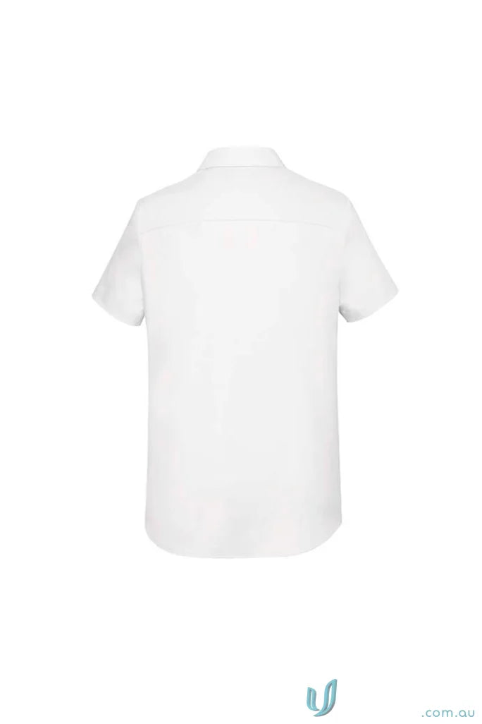White short-sleeved women’s Charlie SS Shirt with hidden bust design