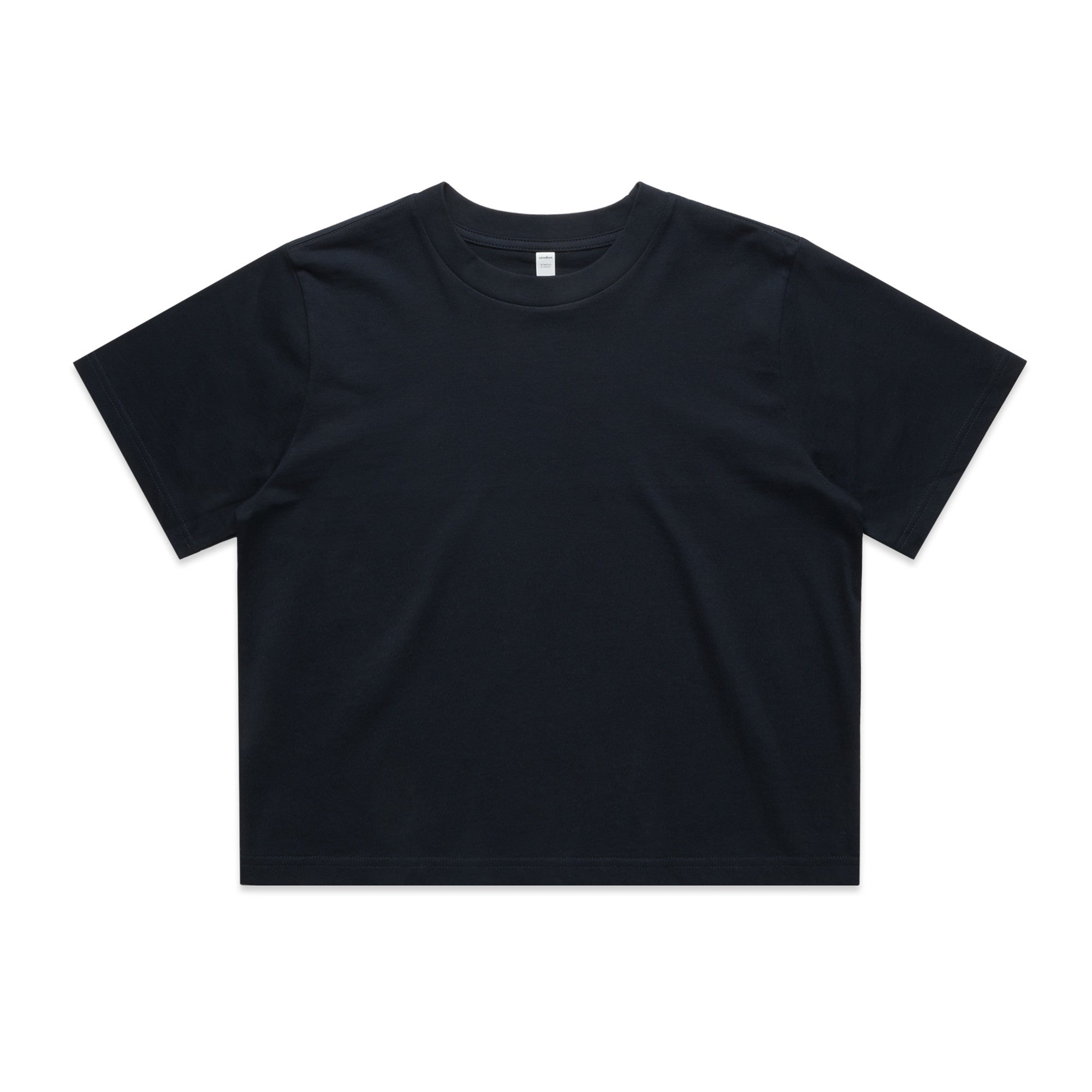 Black womens classic cropped heavyweight tee with crew neck