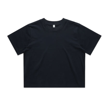 Black womens classic cropped heavyweight tee with crew neck