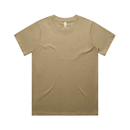 Womens classic heavyweight beige crew neck t-shirt with short sleeves