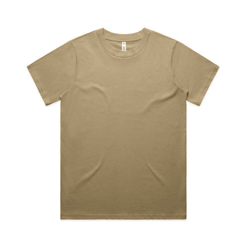 Womens classic heavyweight beige crew neck t-shirt with short sleeves