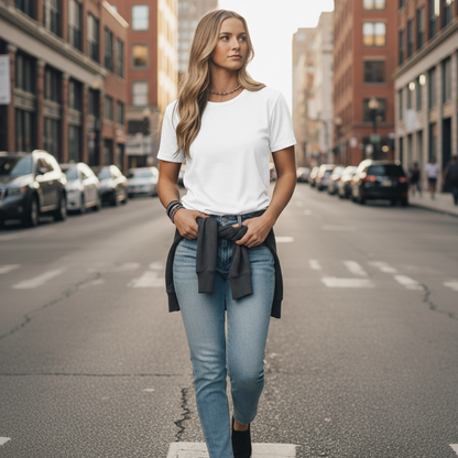 Planett women’s classic heavyweight t-shirt with black tie hem detail