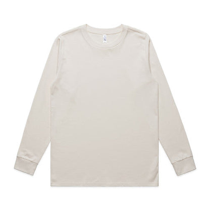 Cream-colored womens classic long sleeve tee with ribbed cuffs