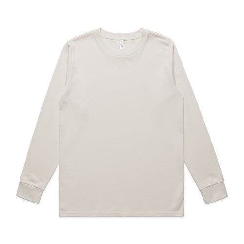 Cream-colored womens classic long sleeve tee with ribbed cuffs