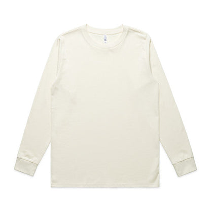 Cream-colored womens classic long sleeve tee with ribbed cuffs