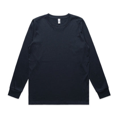 Black cotton long sleeve tee with ribbed cuffs and hem