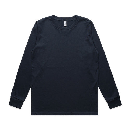 Black cotton long sleeve tee with ribbed cuffs and hem