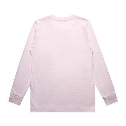 Women’s classic long sleeve tee in soft lavender cotton with ribbed cuffs