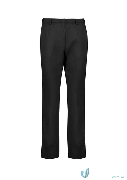 Black dress pants with cool stretch tapered fit and adjustable waist for women