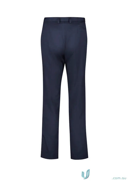 Navy blue womens cool stretch tapered leg pant with adjustable waist for comfy fit