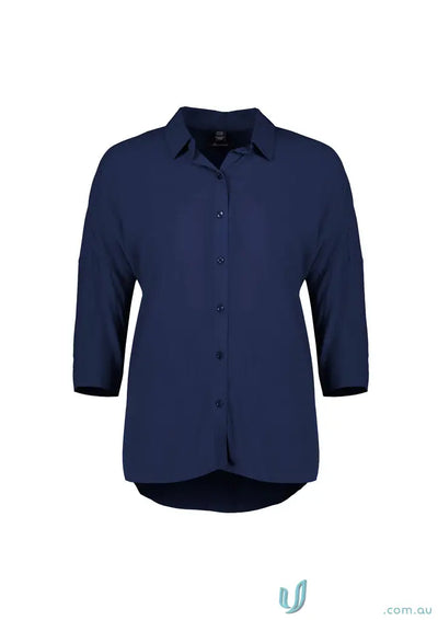 Navy blue women’s Dahlia 3Q Sleeve Blouse for women sleeve blouse-rb366lt