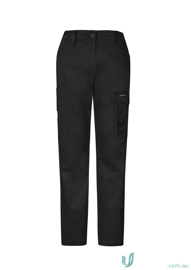 Black women’s stretch cotton cargo pants from Women’s Essential Basic Stretch Cargo Pant collection