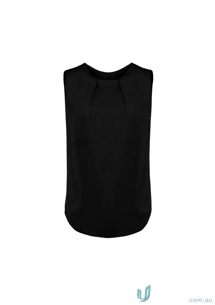 Womens Estelle Pleat Blouse - Estelle Sleeveless Black Top from Biz Collection