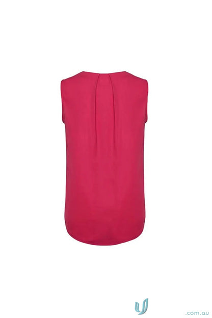 Womens Estelle Pleat Blouse in fuchsia featuring sleeveless design from Biz Collection