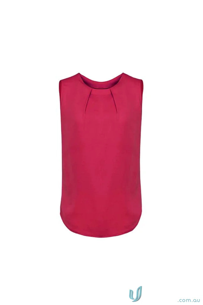 Womens Estelle Pleat Blouse in magenta, estelle sleeveless top from Biz Collection