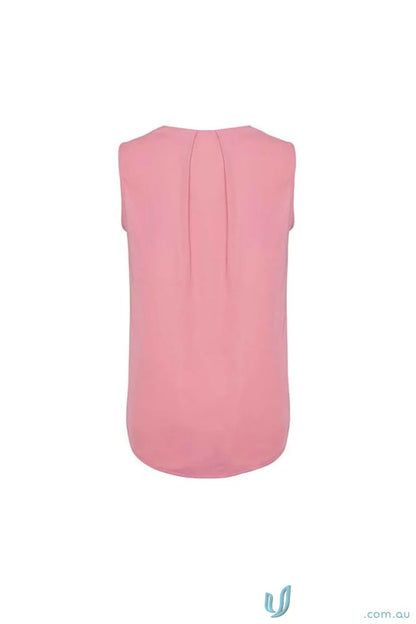 Womens Estelle Pleat Blouse featuring an Estelle sleeveless pink design from Biz Collection