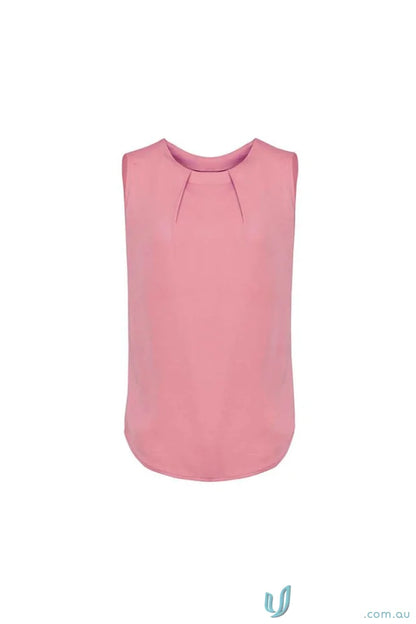 Womens Estelle Pleat Blouse in pink, sleeveless design from Biz Collection