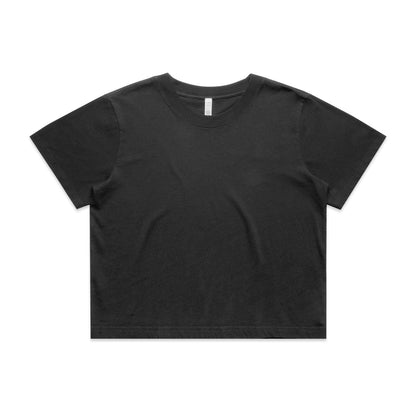 Women’s black faded crop tee with short sleeves and crew neck