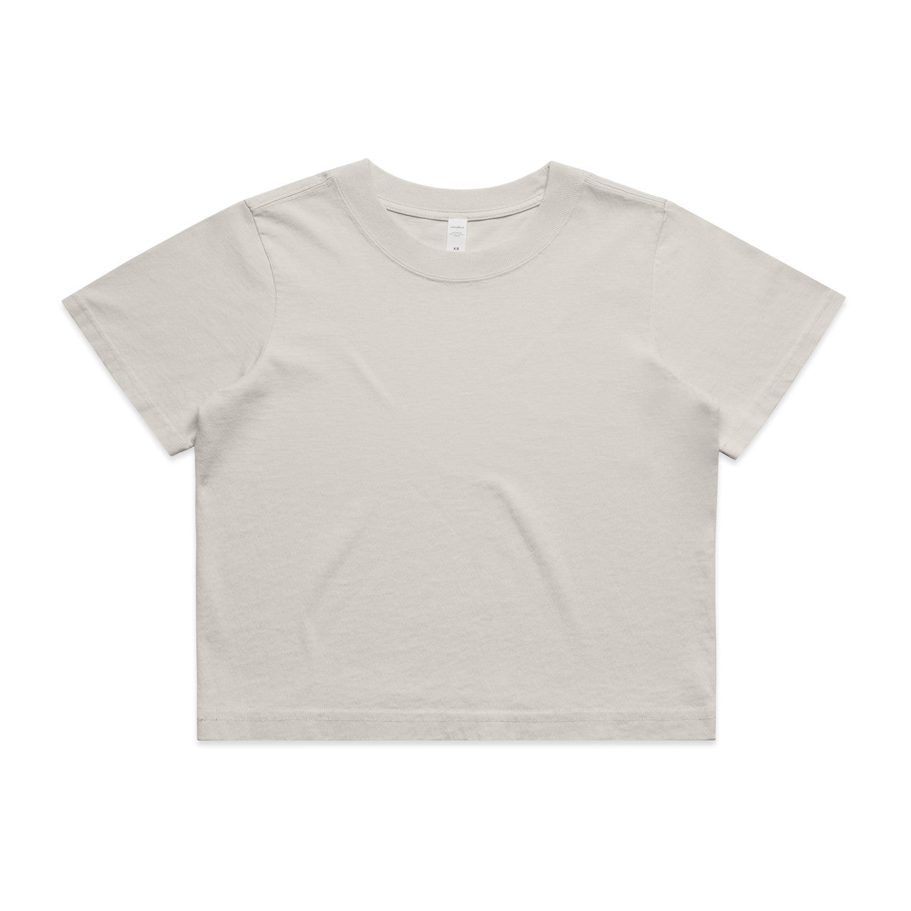 Women’s Faded Crop Tee: white short-sleeve round neck crop tee