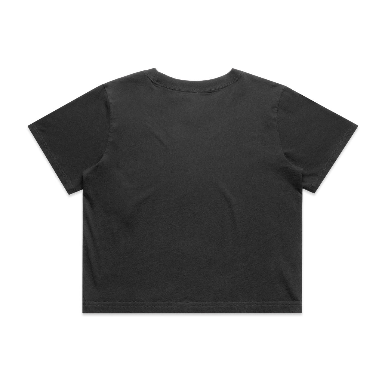 Black faded crop tee for women, short sleeves crew neck