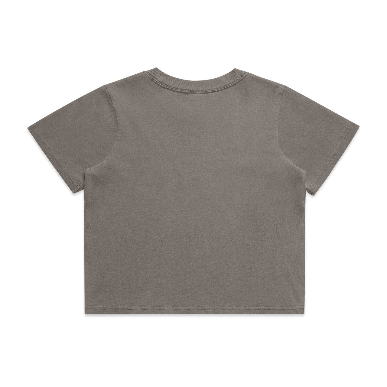Women’s gray short-sleeve faded crop tee with crew neck