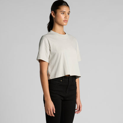 White faded crop tee for women, short sleeves and relaxed fit