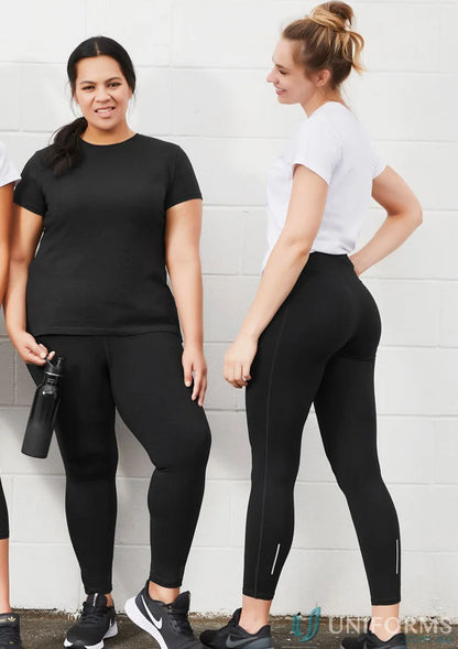 Two women in Stylish Flex Leggings from Biz Collection Women’s L514LL leggings line