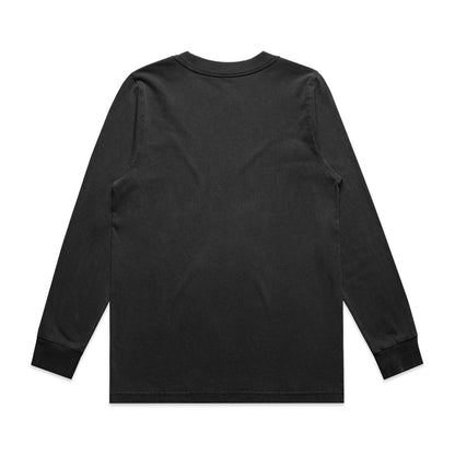 Black faded long sleeve womens tee with ribbed cuffs and hem