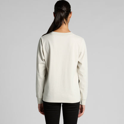 Cream-colored womens heavy faded long sleeve tee with ribbed cuffs
