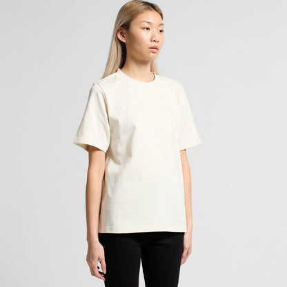 Planett women’s heavyweight relaxed cream oversized t-shirt with subtle chest logo