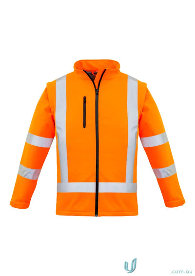 Orange high-vis jacket with reflective stripes from Womens Hi Vis NSW Rail X Back 2-In-1 Softshell Jacket