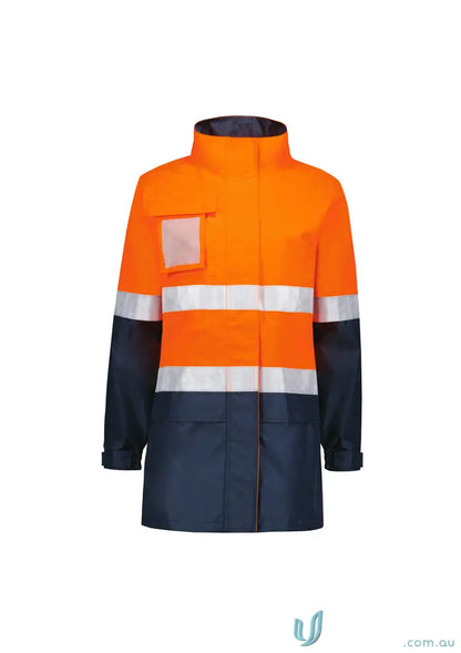 Orange and navy Womens Hi Vis Ultralite Waterproof Jacket with 000mm waterproof rating and breathable mesh lining