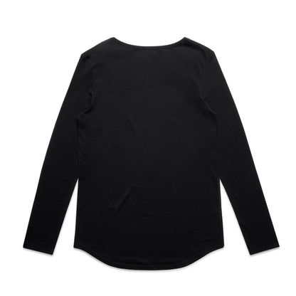 Black lightweight scoop neck long-sleeve tee for women