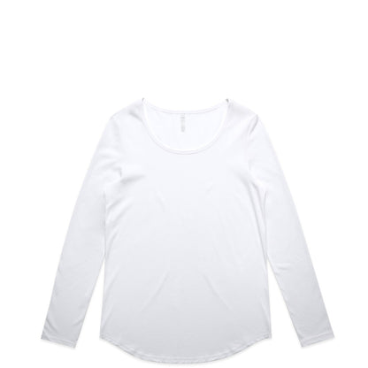 White womens lightweight scoop neck long sleeve tee