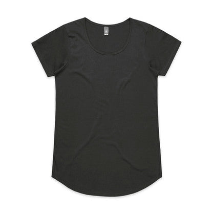 Black scoop neck t-shirt with short sleeves and a relaxed fit.