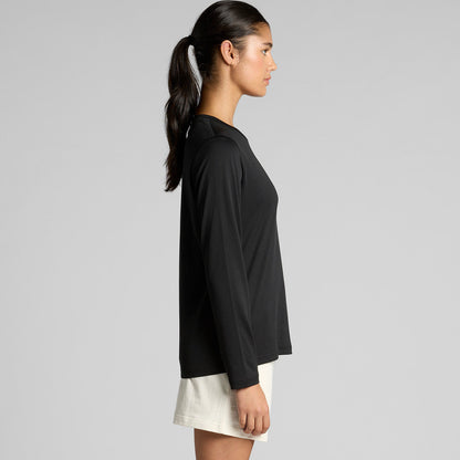 Womens Maple Active black long sleeve tee with ribbed cuffs